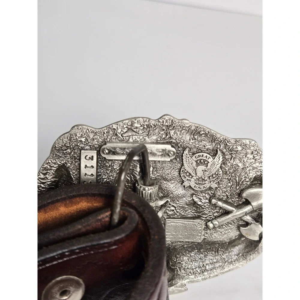 Men's Great American‎ Products 34 Leather Belt Western Eagle Teepee Buckle